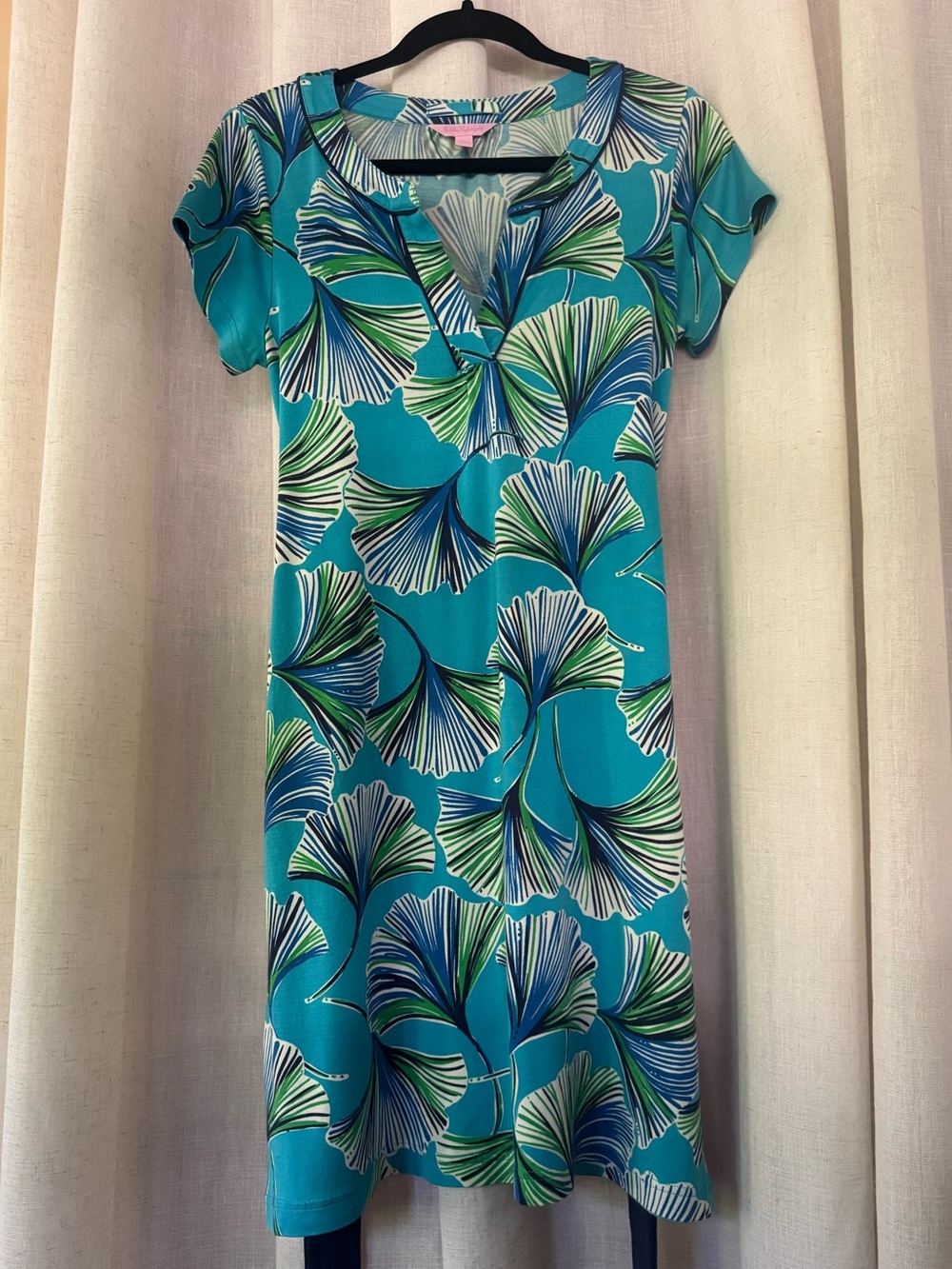 LILLY PULITZER Bidi Dress Printed Turquoise Let’s Get Ginky Silk Cotton Size 6